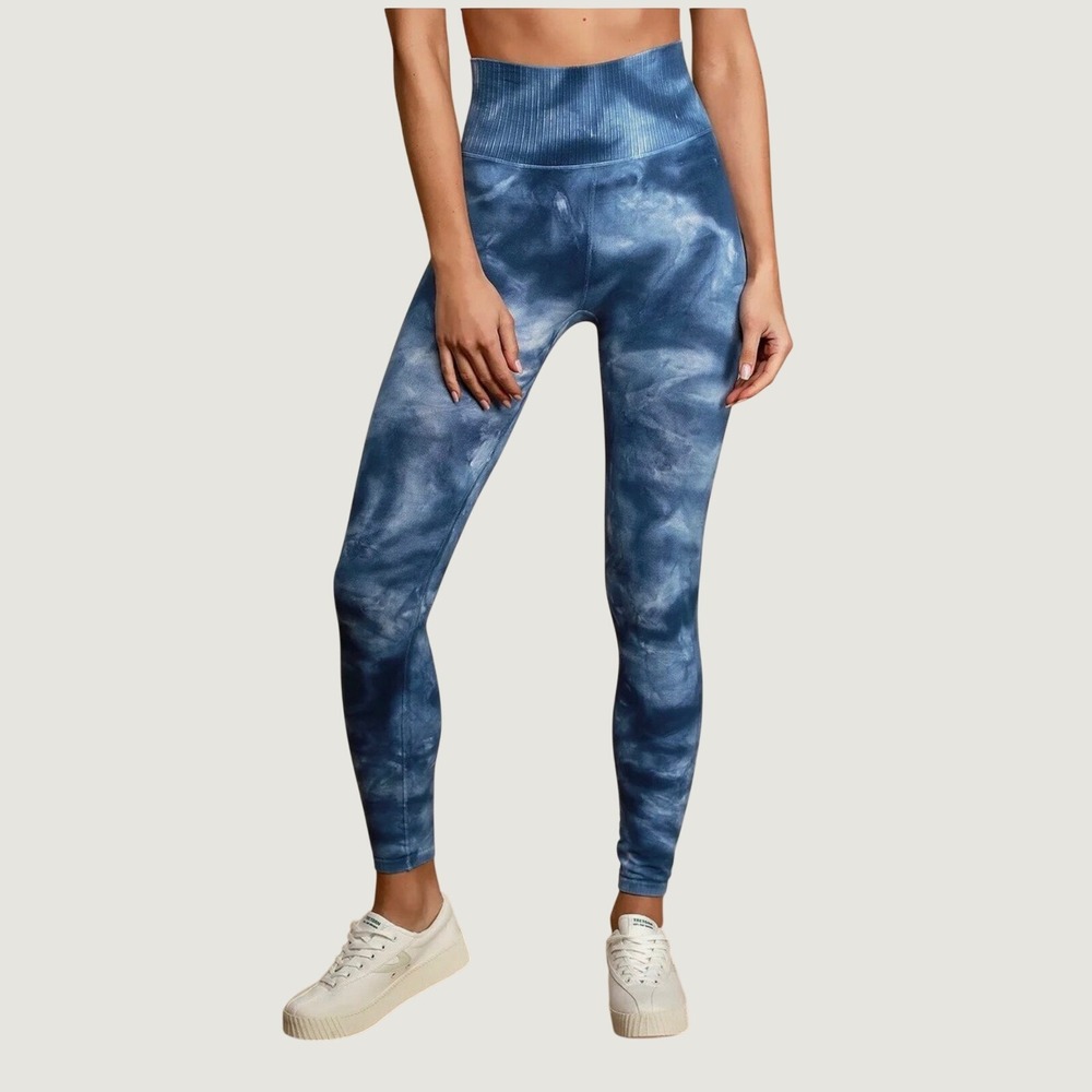 Free People FP Movement Good Karma Tie Dye Leggings Womens XL Blue